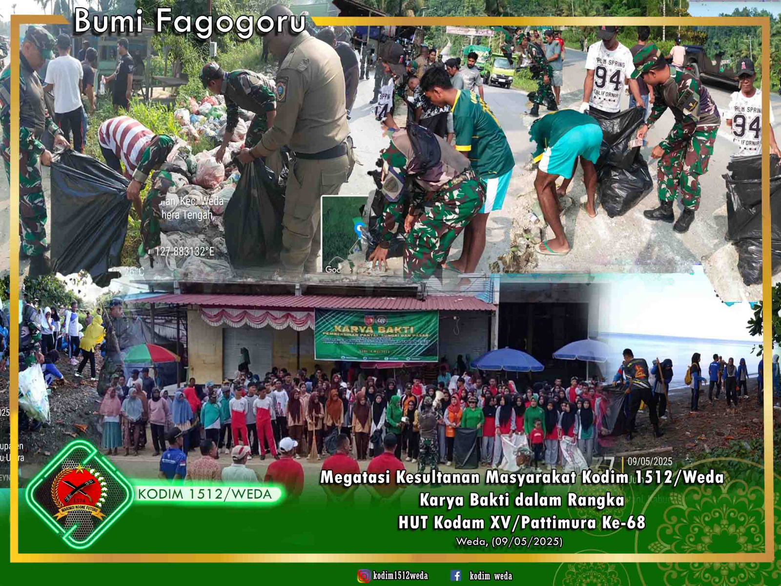 Megatasi Kesultanan Masyarakat Kodim 1512/Weda Karya Bakti dalam Rangka HUT Kodam XV/Pattimura Ke-68