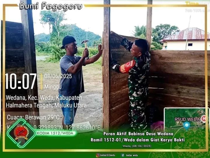 Peran Aktif Babinsa Desa Wedana Ramil 1512-01/Weda dalam Giat Karya Bakti