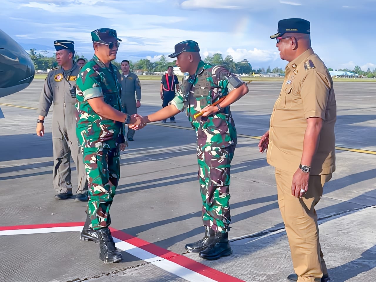 Dandim 1710/Mimika Sambut Kunker Wakasad di Kabupaten Mimika