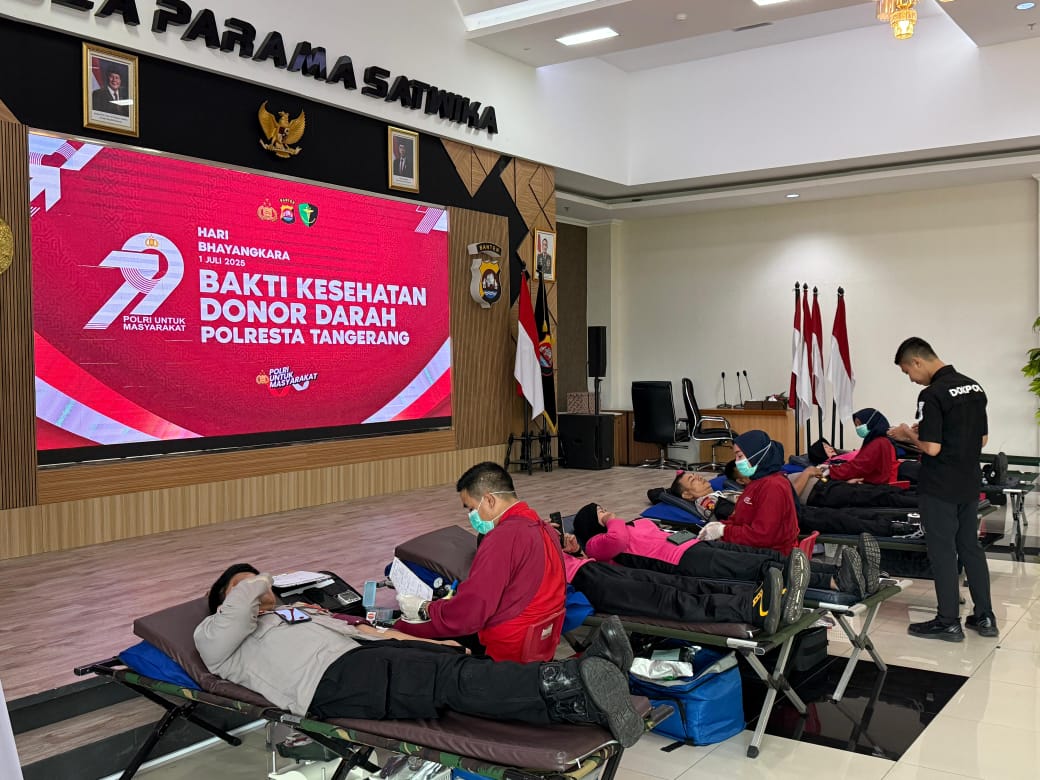 Donor Darah Warnai Hari Bhayangkara ke-79 di Polresta Tangerang