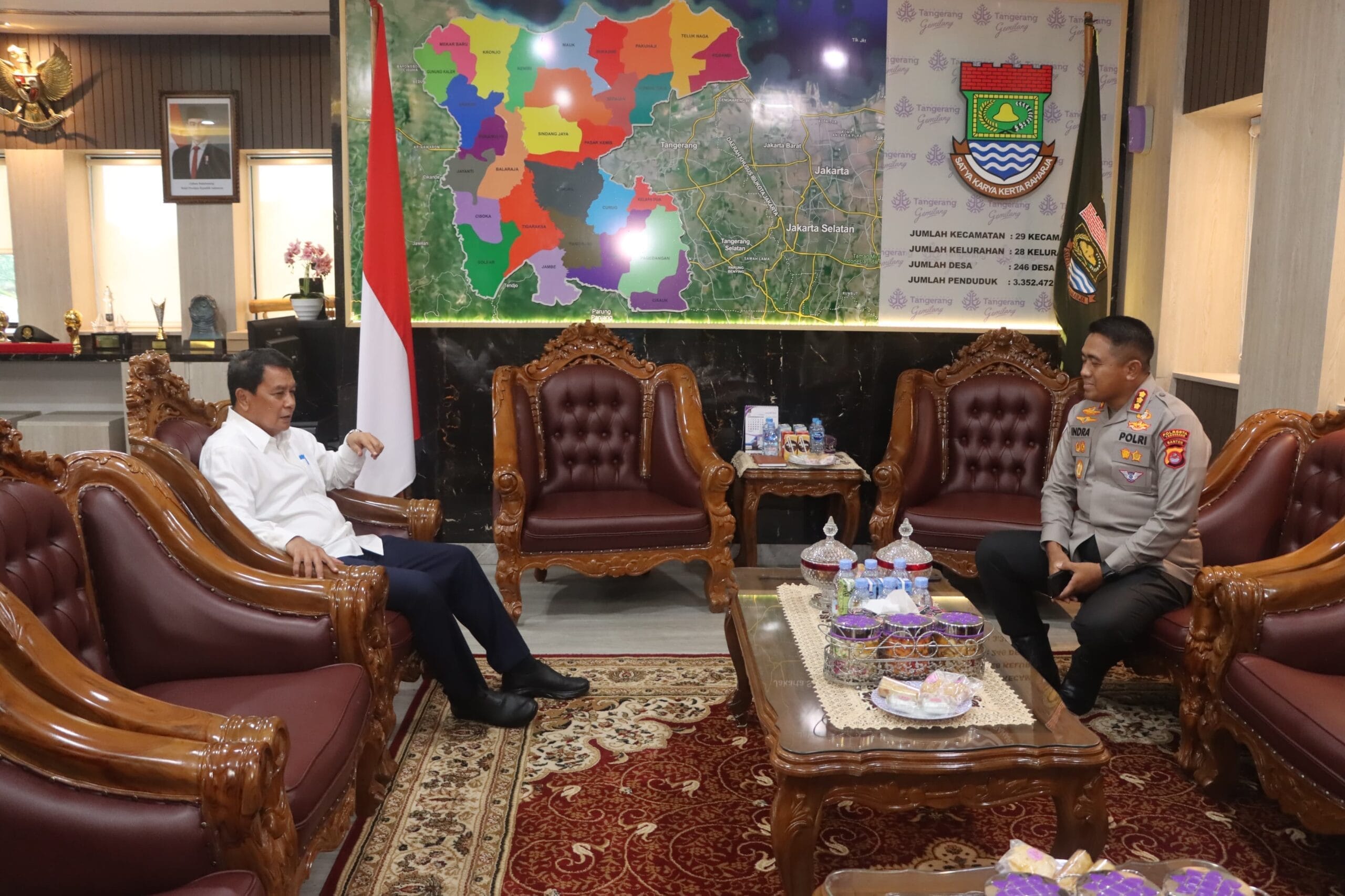 Silaturahmi ke Bupati, Kapolresta Tangerang Diskusikan Pelaksanaan Ketahanan Pangan