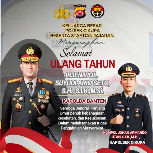 Kapolsek Cikupa Beserta Jajaran Ucapkan Selamat Ulang Tahun kepada Kapolda Banten Irjen Pol. Suyudi Ario Seto