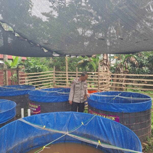 Dukung Program Kapolda Banten, Kanit Binmas Polsek Tigaraksa Tinjau Ketahanan Pangan Budidaya Ikan Lele di Kp. Pete, Desa Pete, Kec. Tigaraksa