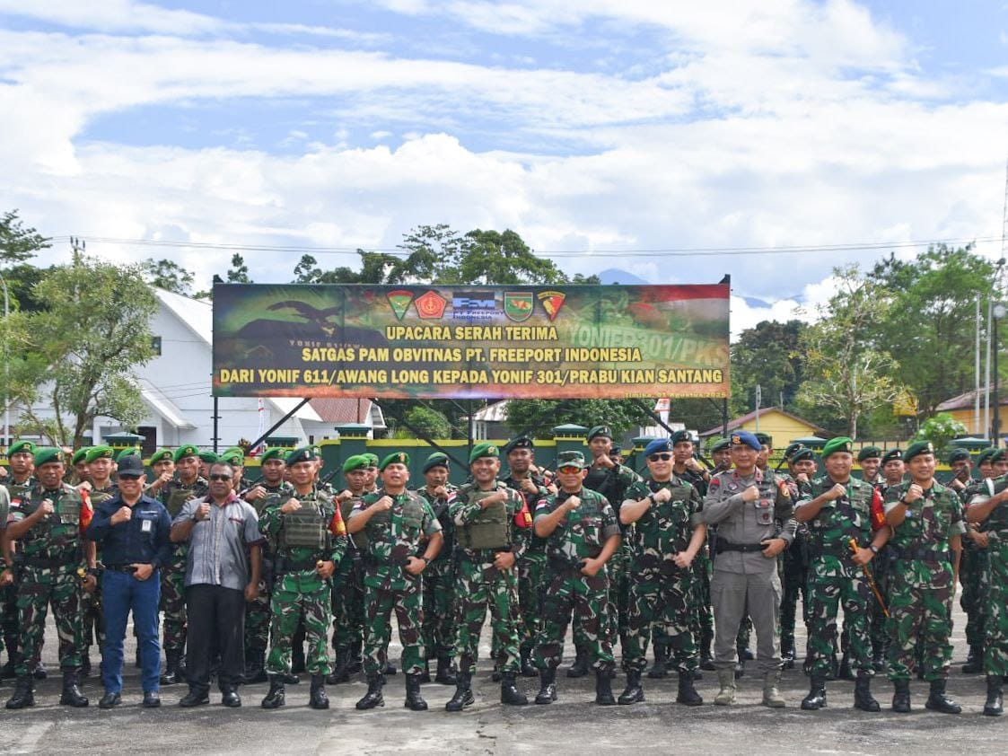 Dandim 1710/Mimika Hadiri Upacara Serah Terima Satgas Pam Obvitnas PT. Freeport Indonesia