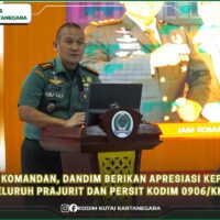 Jam Komandan, Dandim Berikan Apresiasi kepada Seluruh Prajurit dan Persit Kodim 0906/Kkr