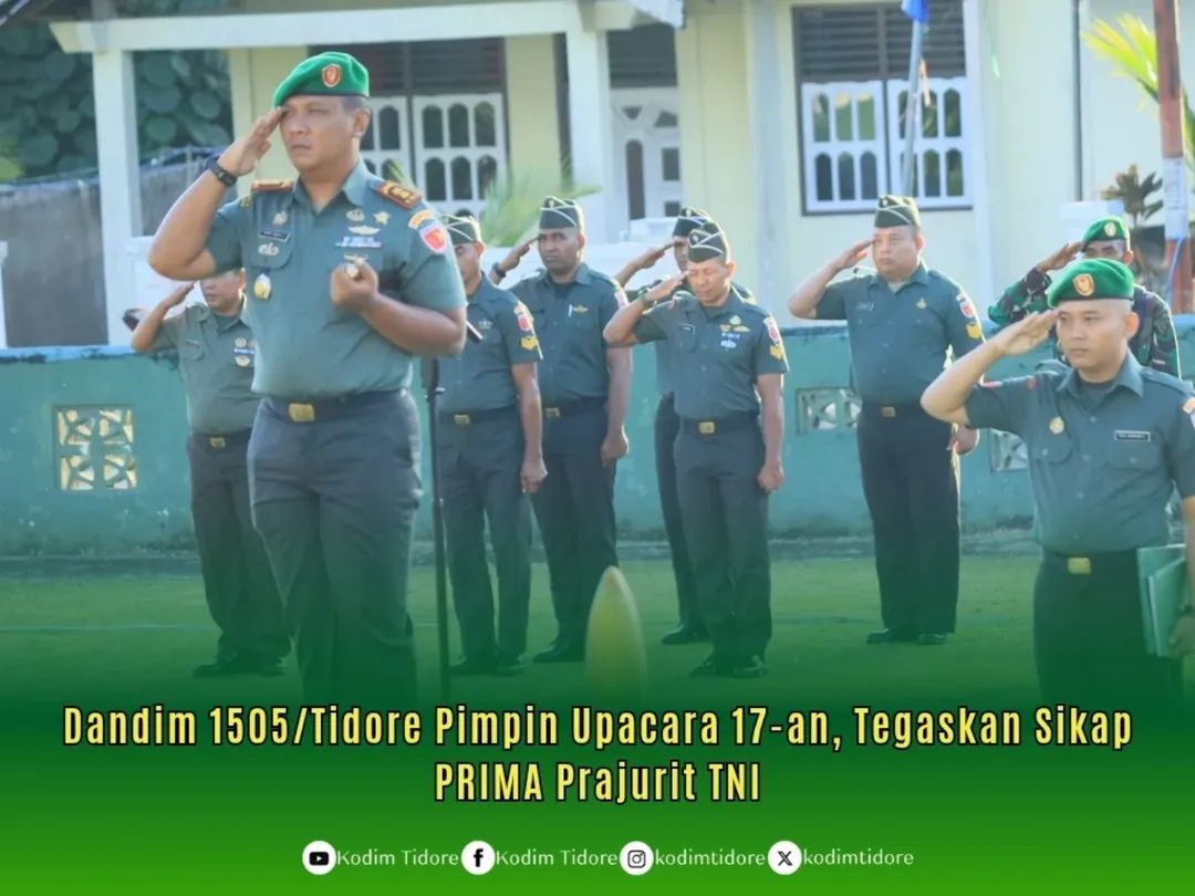 Dandim 1505/Tidore Pimpin Upacara 17-an, Tegaskan Sikap PRIMA Prajurit TNI