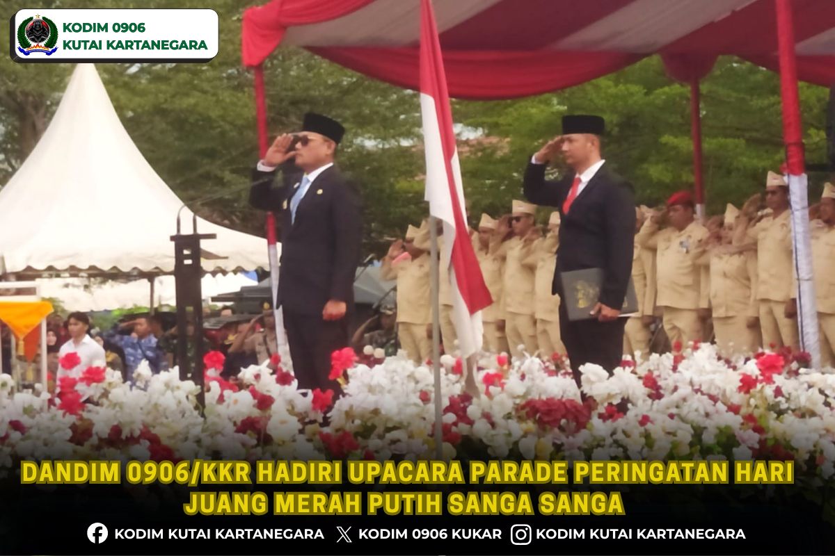 Dandim 0906/Kkr Hadiri Upacara Parade Peringatan Hari Juang Merah Putih Sanga Sanga
