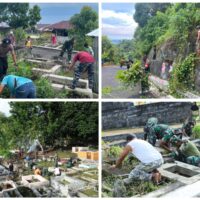 Ramadhan Penuh Kepedulian, Anggota Koramil 1505-01/Tidore dan Warga Kompak Bersihkan Makam dan Jalan