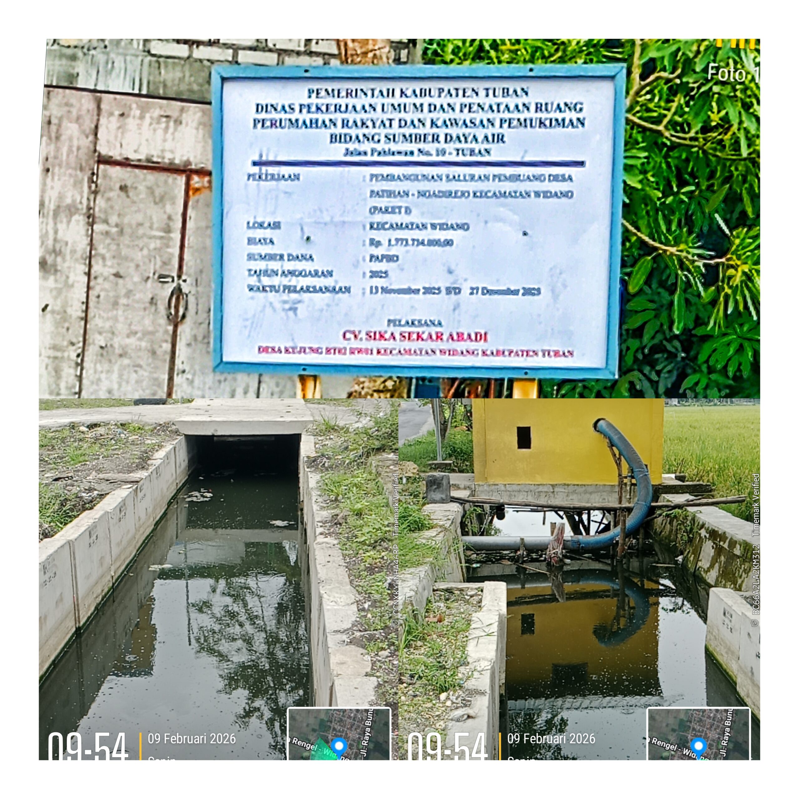 CV Sika Sekar Abadi Abaikan Kemiringan Tanah Bangunan Saluran Pembuang di Desa Ngadirejo Widang