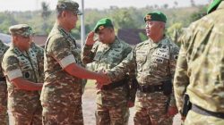 Pastikan Kesiapan Prajurit, Wapang TNI Bersama Menhan Tinjau Marshalling Area Yonif TP 937/Satria Kalijaga
