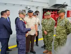 Wakil Panglima TNI Dampingi Menhan Sambut Kedatangan ITS Giuseppe Garibaldi