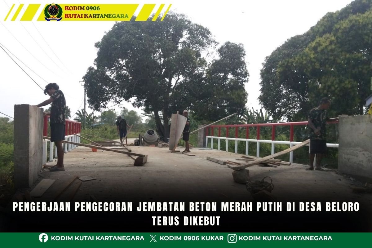 Pengerjaan Pengecoran Jembatan Beton Merah Putih Di Desa Beloro Terus Dikebut