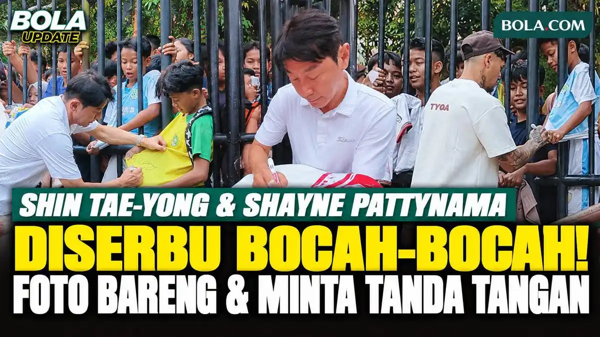 Senyum Anak-anak Usai Bertemu Shin Tae-yong dan Shayne Pattynama