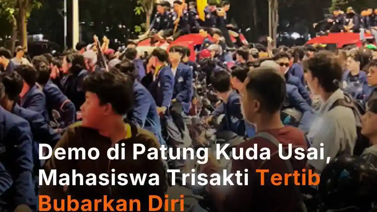 Mahasiswa Trisakti Tinggalkan Patung Kuda dengan Tertib Usai Sampaikan Tritura